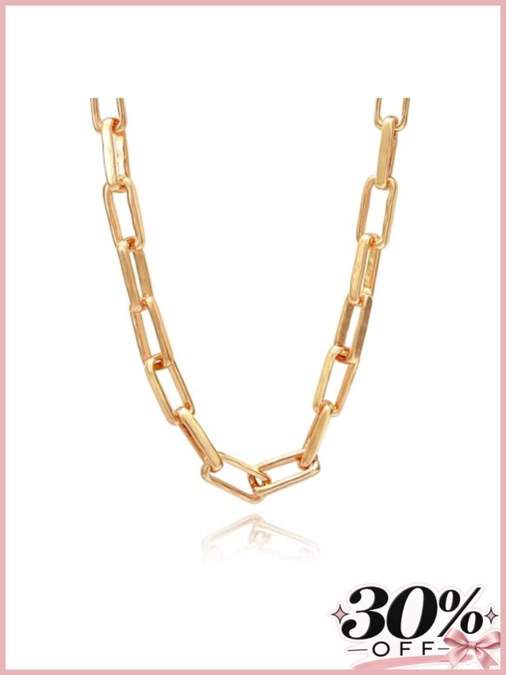 18K Gold Plated Chunky Paperclip Chain Necklace Women